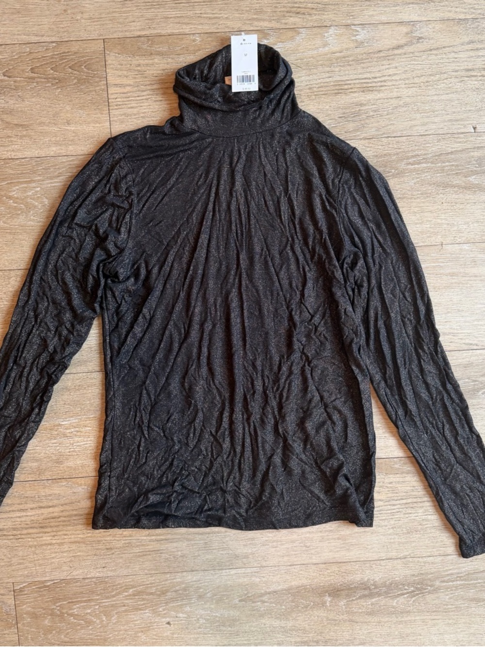 Banana Republic Black Metallic Sheer Turtleneck Top size medium - Picture 4 of 4